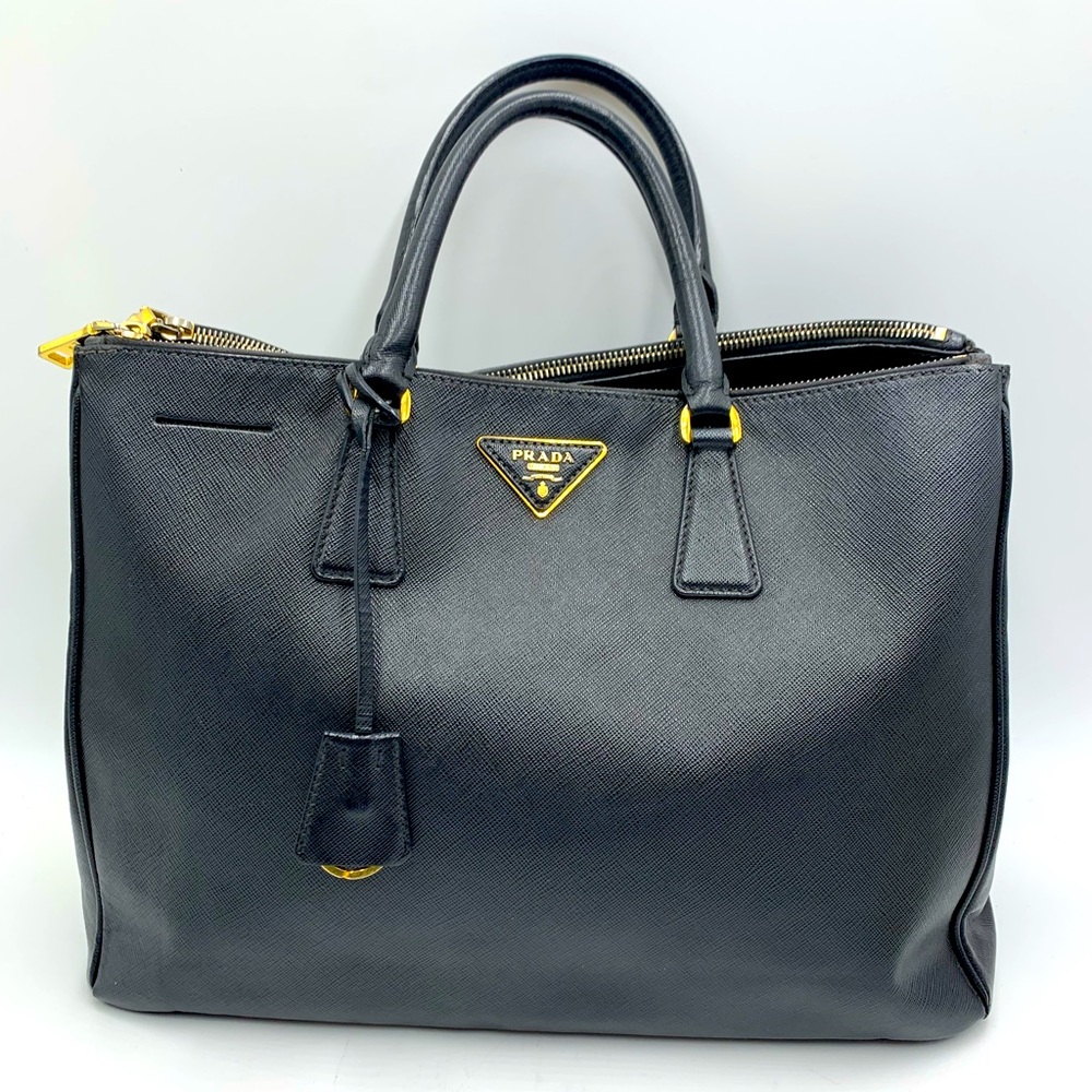 Auth Prada Black Saffiano Leather Galleria Executive Tote Bag Preloved - Picture 7 of 16